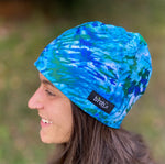 Blue Green Splash Polartec Lined Winter Hat
