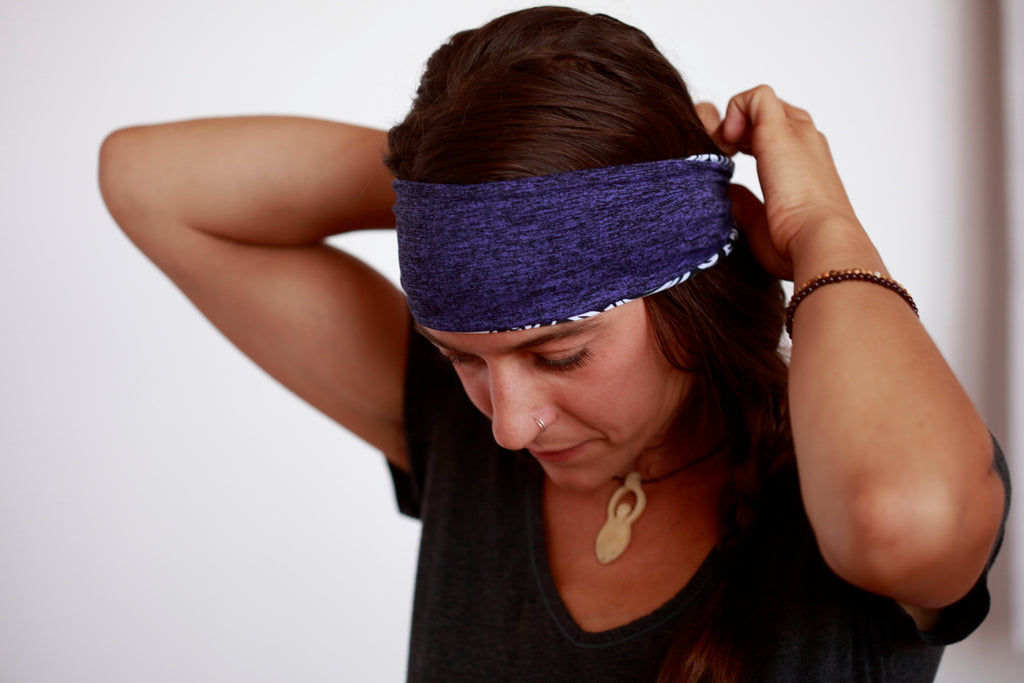Purple Marl with Black Ikat Fitness Headband