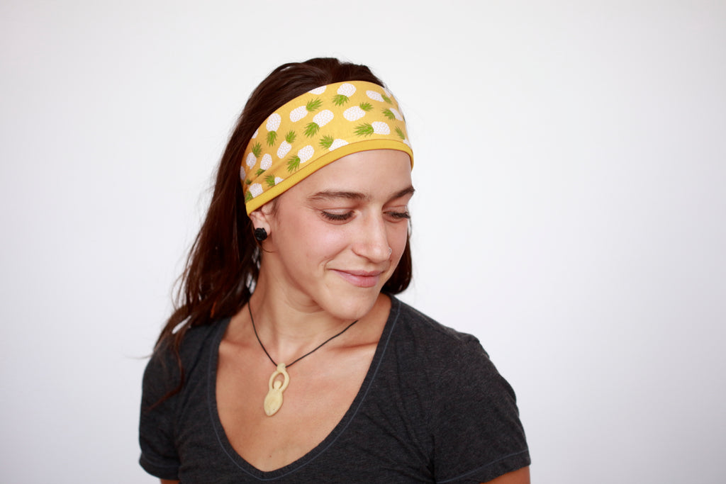 Yellow Pineapple Reversible Fitness Headband