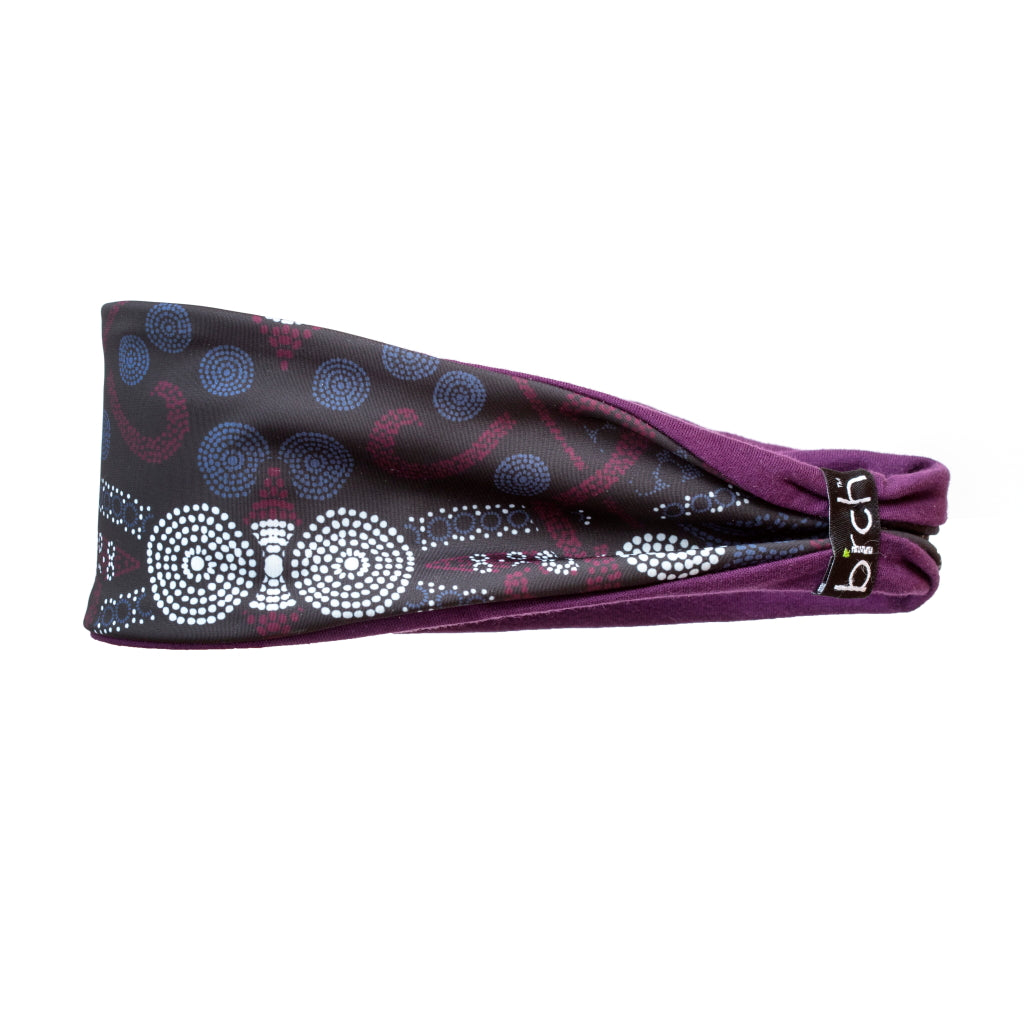 Plum Medallion Reversible Fitness Headband